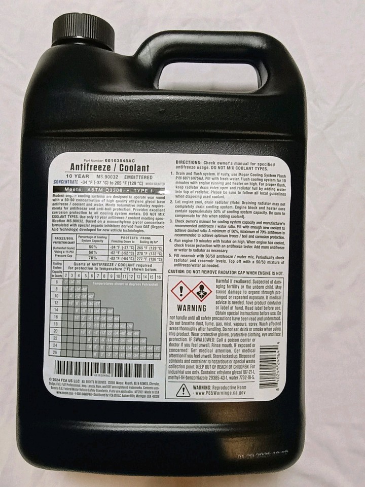genuine-oem-mopar-concentrate-1-gallon-ms-90032-coolant-antifreeze