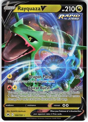 Rayquaza V 100/159 Pokemon Crown Zenith Holo Ultra Rare LP