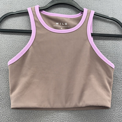 Wilo Sports Bra Womens Small Racerback Brown Pink ColorBlock