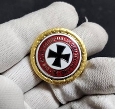 WWII German Party Tie Pin Badge Enamel Iron Cross Hat Insignia Emblem Lapel Gold