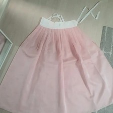 Size 77 Pink Hanbok Skirt with Floral Pattern, Includes Waist Ties