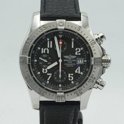 BREITLING SUPER SKYLAND A13380 HERREN UHR 45MM STAHL BR732 SCHWARZ SCHÖN