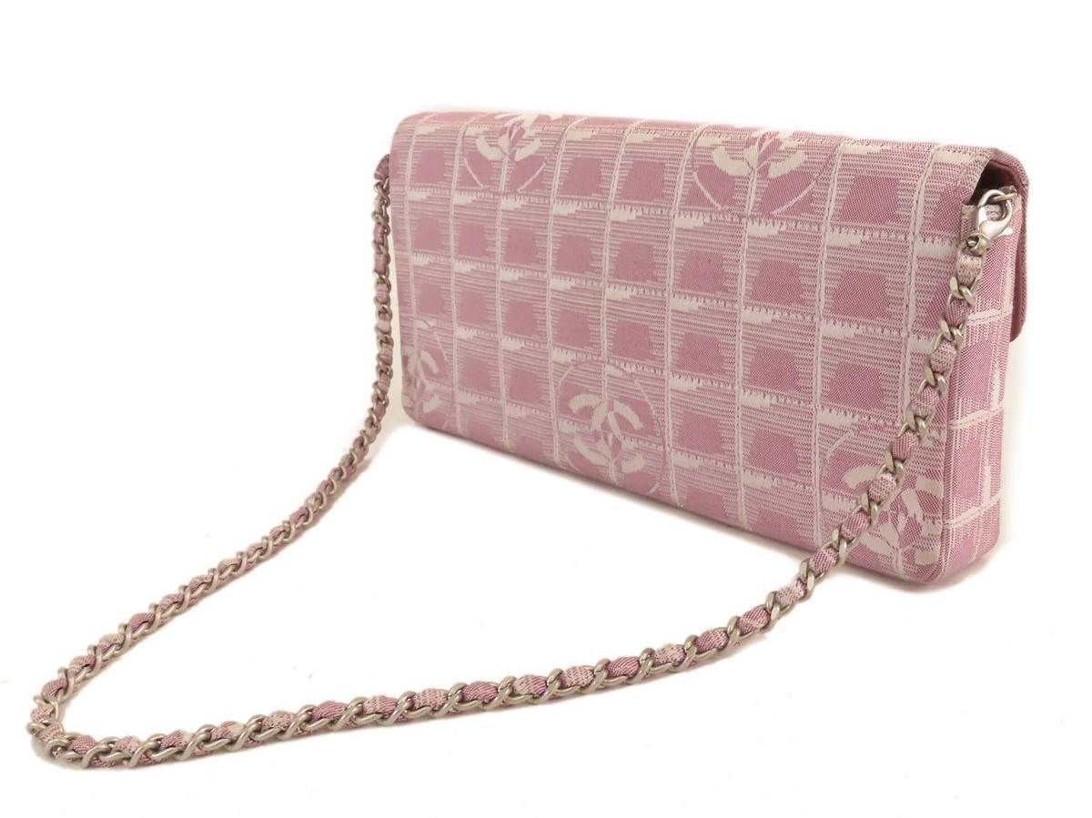 CHANEL New Travel Line Chocolate Bar Chain Shoulder Bag Pink With