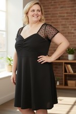 PLUS SIZE Black Sexy Dress Boutique A Line Sheer Accent Loose Fit Size 3X