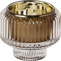 Ihr Teelichthalter/ KerzenstäNder Glas Kerzen Teelichter 3 GrößEn Braun