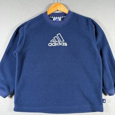 Vintage Adidas Navy Blue Fleece Crewneck Sweatshirt Embroidered Logo Small