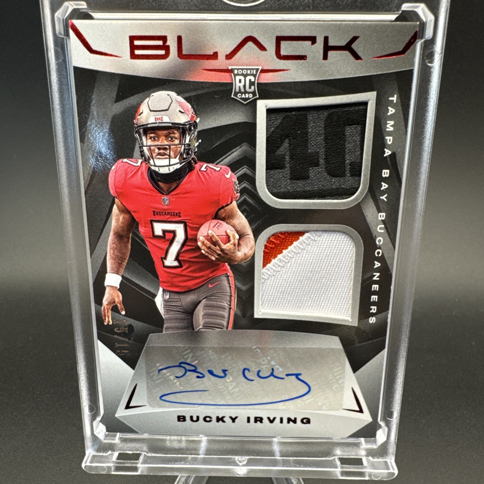 Bucky Irving Panini Black Rookie Signature Materials #RSM26 Ruby