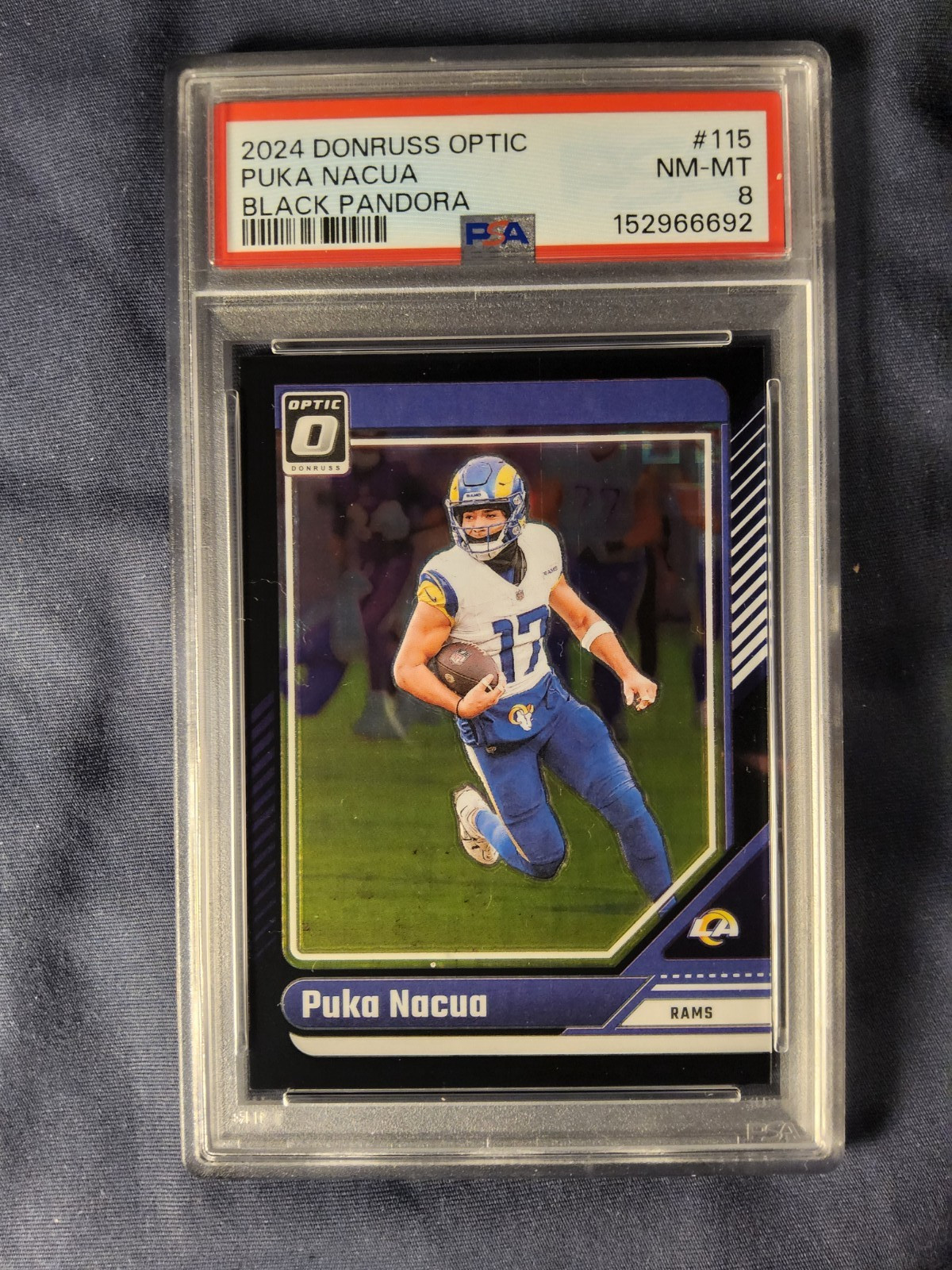 2024 PANINI DONRUSS OPTICBLACK PANDORA PUKA NACUA CARD #115 PSA 8 #'D 1/25