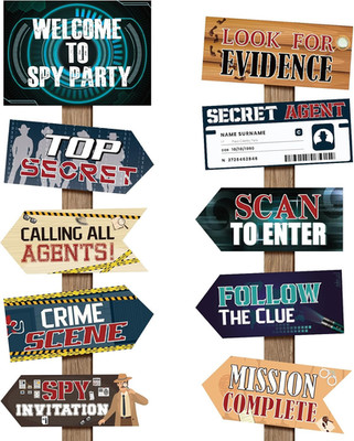 20 Pcs Secret Agent Signs Decorations Spy Party Decorations Secret Detective The