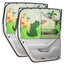Car Window Shades with Cute Patterns, 2pcs Magnetic Car Curtains for Green