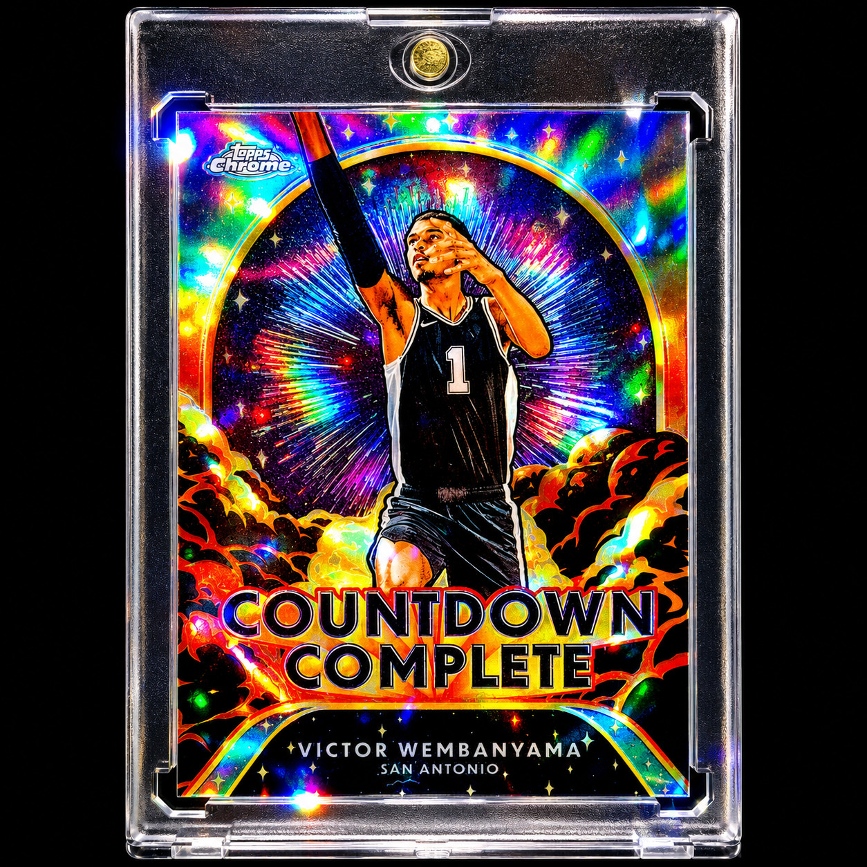 VICTOR WEMBANYAMA RARE SUN PRIZM Silver Holo SP Insert Topps Chrome NBA Finals view 5