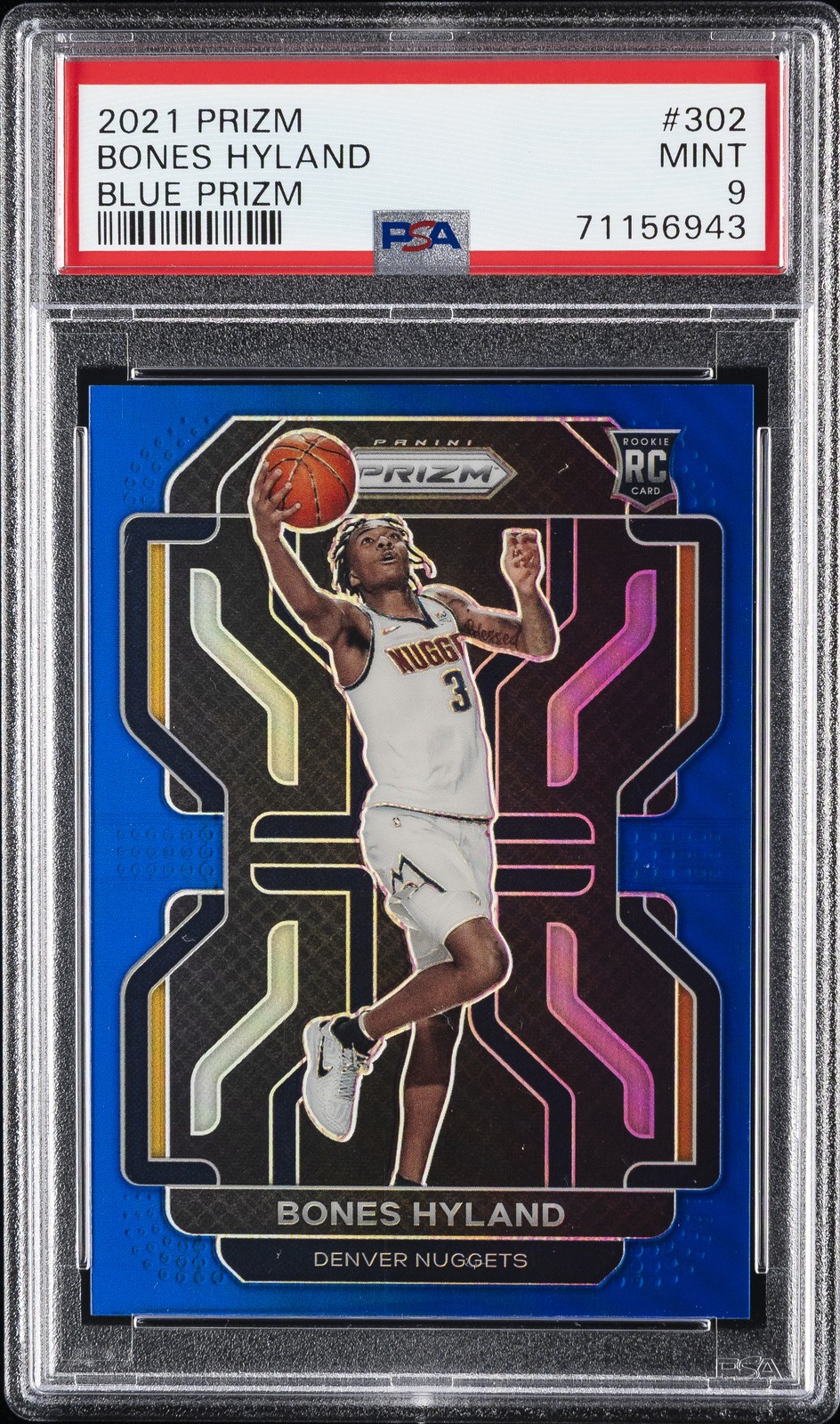 2021 PANINI PRIZM BLUE PRIZM #302 BONES HYLAND 21/199 PSA 9