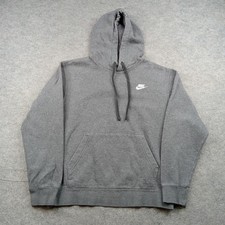 Nike Hoodie Mens Small Gray Fleece Pullover Sweatshirt Swoosh Logo BV2654-071
