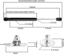 2 Pack Gas Struts, 10 Inch 22.5Lbs/100N Gas Strut Shock Spring Lift for Windo...