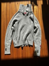 Ulvang Unisex 100% Wool Grey Zip Neck Jumper XXL Pullover Norway Outdoor