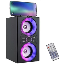Portable Bluetooth Speaker with TWS, Lights, Remote Control and Holder,Multip...