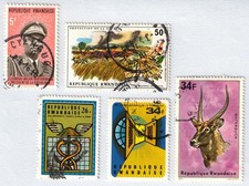 Ruanda 5 gestempelte Marken Habyarimana Natur Tier Medizin 1975
