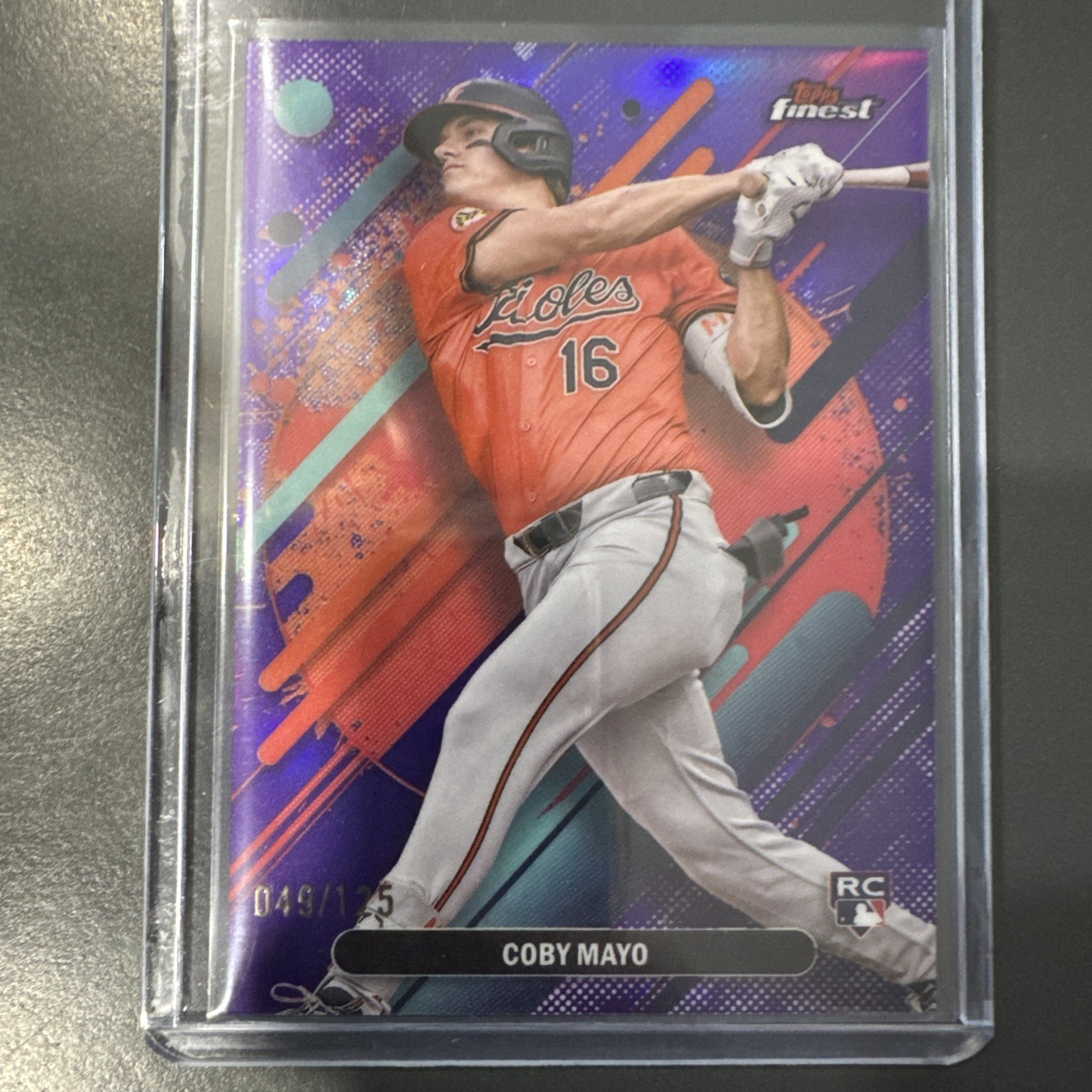 2025 Topps Finest - Rare Coby Mayo #255 Purple Refractor /125 (RC) Orioles