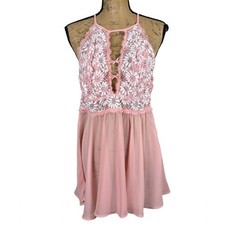 Vintage Seductivewear by Cinema Etoile Chemise Pink Floral Coquette Size Large