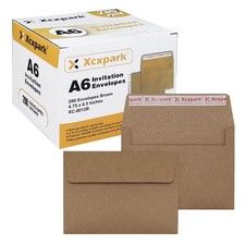 200 Qty 4.75x6.5in A6 Self Seal Brown Paper Envelopes for Invitations Cards