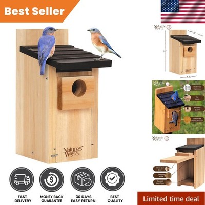 Stylish Bluebird House in Dark Wood | Safe, Ventilated & Easy to Clean | 12''