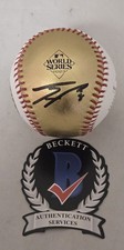 Josh Smith Signed 23 World Series Official Gold Baseball Texas Rangers Beckett 