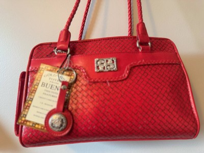 Red Bueno Purse with key ring multiple compartments 11x8x4 under shoulder