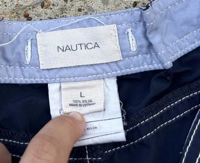 Pantalones Cortos de Mujer Nautica Talla L Azul Marino Y2K Nylon Bolsillos Transpirables *Ver Nota Foto 2 de 4