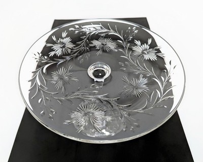Carder Steuben Era Crystal Compote Tazza Marguerite Pattern Rock Engraved c1910