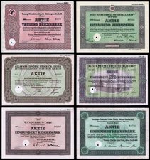 Third Reich WWII Era Industrial Finance Six Stocks from the Nazi War Machine VF+
