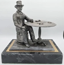 Michael Ricker Pewter Sculpture Western The Gambler Poker Playing Cards Gambling