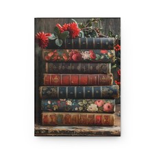 Vintage Floral Stacked Books Hardcover Journal  Matte Notebook