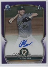 2023 Bowman Draft Chrome Prospect Purple Refractor 228/250 Cole Miller Auto v8j