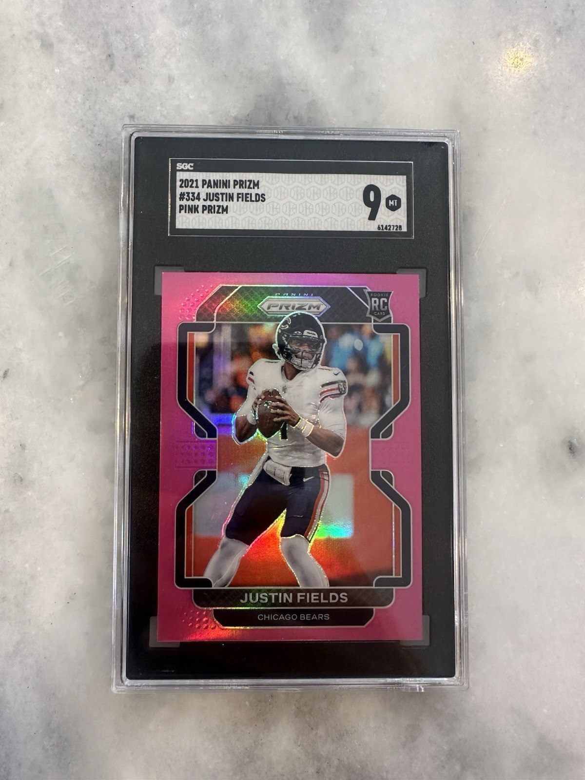 2021 Panini Prizm Football Justin Fields Pink Prizm Rookie SGC 9  Mint #334 RC