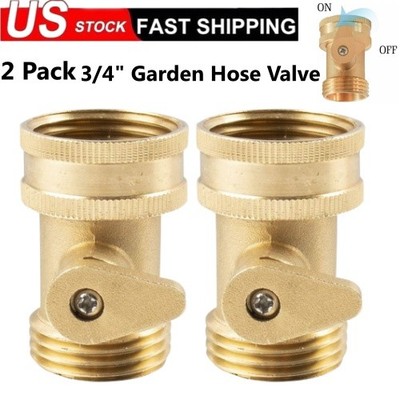 2 Packs 3/4'' Brass Garden Hose Shut Off Valve Water Pipe Faucet Connector Handy