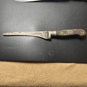 Vintage H. Schultze Prussia Fixed Blade Hunting Knife Carbon Steel Wood Handle