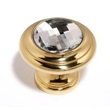 Alno C211-CLR/PB Swarovski Crystal 1 1/4" Crystal Knob Polished Brass