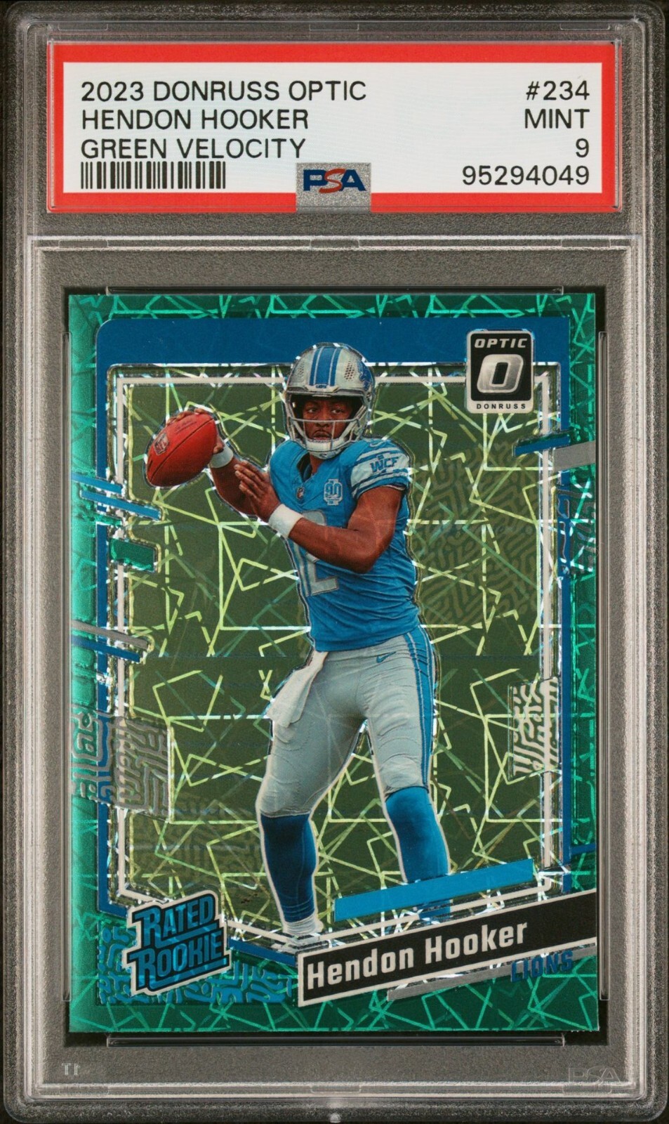 HENDON HOOKER 2023 Donruss Optic GREEN VELOCITY PRIZM RC #234 MINT PSA 9