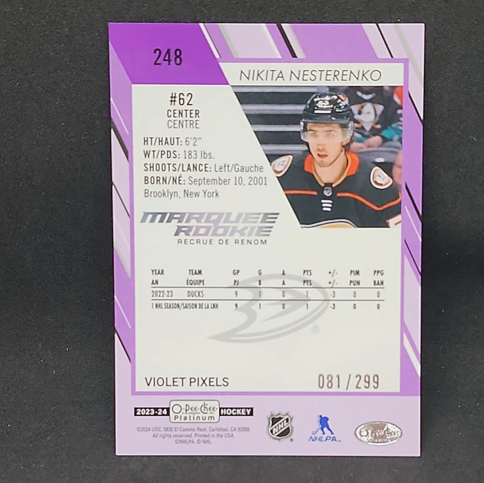 2023-24 O-Pee-Chee Platinum - Violet Pixels #248 Nikita Nesterenko /299 (RC) - Image 2 of 2