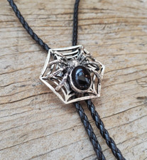 Spider Turquoise Mens Bolo Tie Wedding Necklace PU Leather Rope Western Cowboy