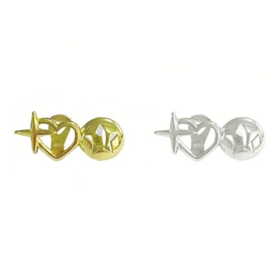 Retro Couple Tooth Grills Double Love Hollow Heart Stars Teeth Jewelry Silver