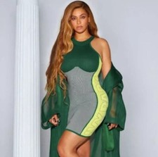 IVY PARK Adidas Knit Logo Bodycon Dress Green Sz S Beyoncé