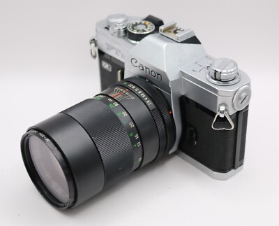 Vintage Canon FTb QL 35mm SLR Film Camera + Vivitar 135mm Lens