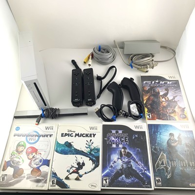 Nintendo Wii White Gaming System Console Rvl 001 Mario Kart Mickey Star Wars Ebay