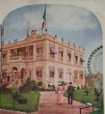 St Louis World's Fair Ferris Wheel Mexican Government's Pavilion Stereoview