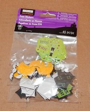 Halloween Foam Stickers Creatology 45pcTrick Or treat Signs Moon Bats Houses 40W