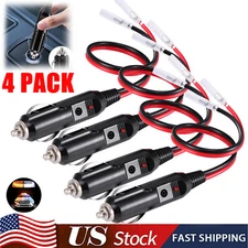 4X 12V Fused LED Light Cigarette Lighter Male Plug Replacement Adapter w/ Leads
