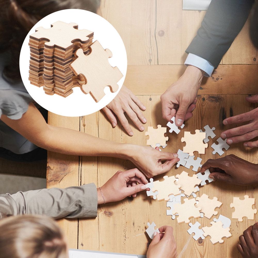 100 Blank Wooden Puzzle Pieces for DIY Crafts, Learning & Art Projects