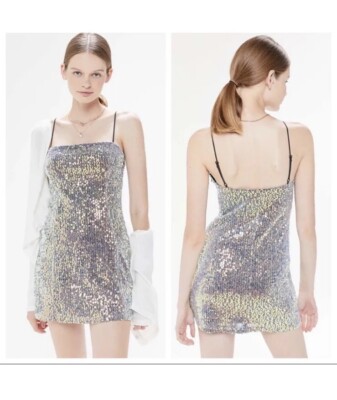 new years eve dress urban outfitters Urban Outfitters Kyle Holographic Sequin Mini Dress Women's Medium New  Years Eve
