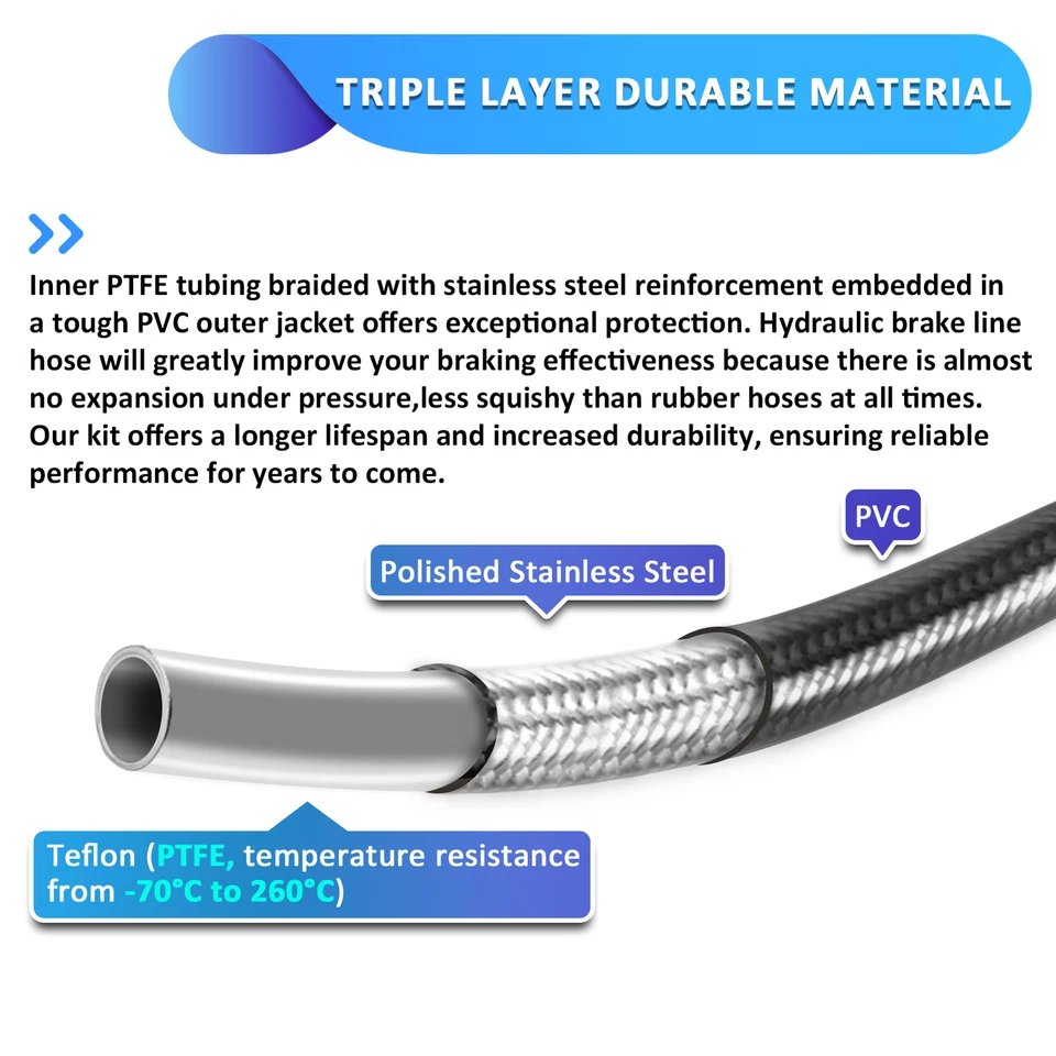 44 48 50" Kit de línea de freno delantero extendido sin ABS para Harley Sportster XL 883 1200 Foto 2 de 4